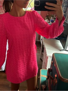 Tory Burch Hot Pink Eyelet Mini Dress